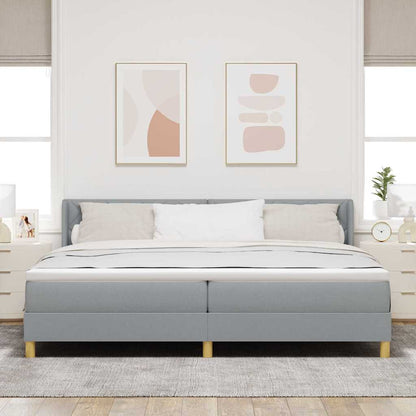 Letto a molle con testiera Grigio chiaro 200 x 200 cm Tessuto | homemem39