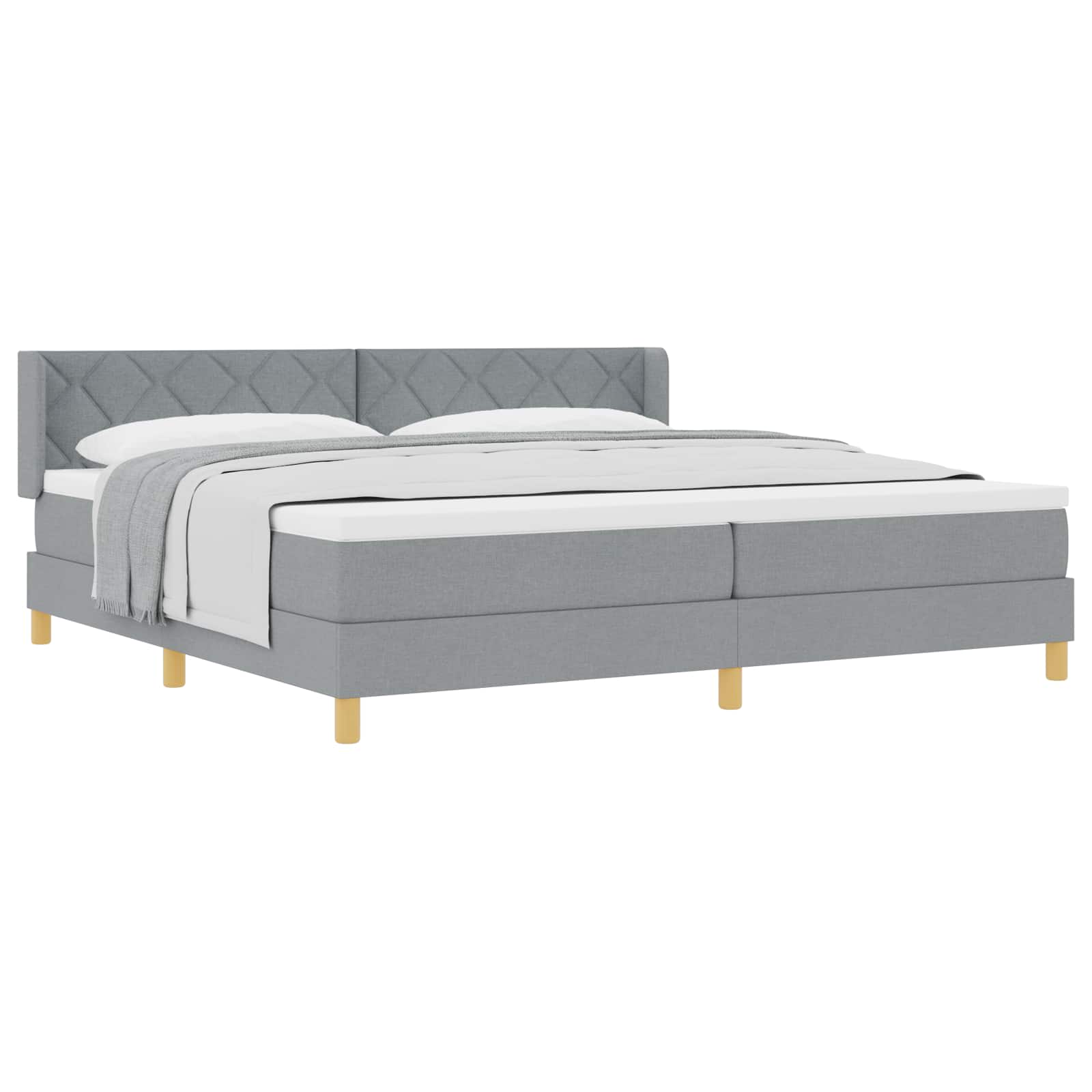 Letto a molle con testiera Grigio chiaro 200 x 200 cm Tessuto | homemem39