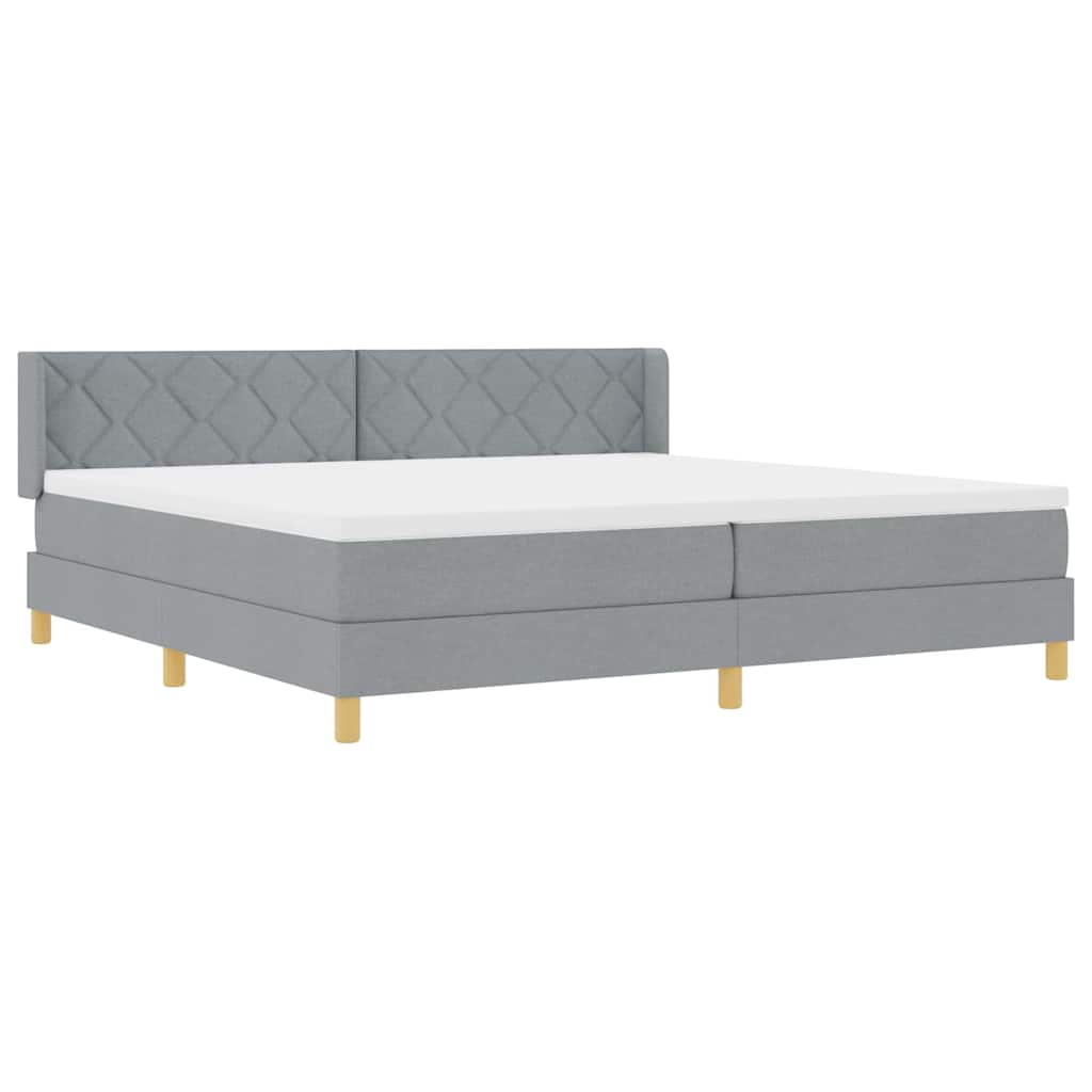 Letto a molle con testiera Grigio chiaro 200 x 200 cm Tessuto | homemem39