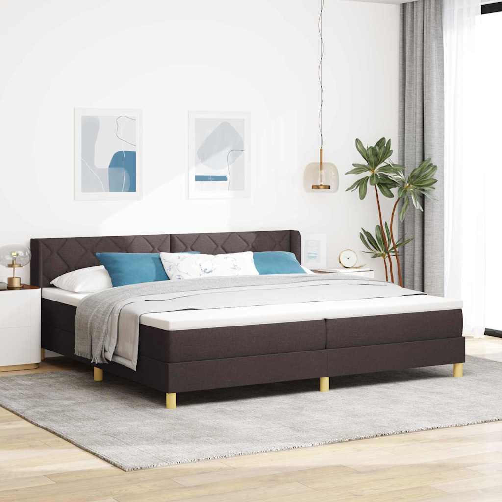 Letto a molle con testiera Marrone Scuro 200 x 200 cm Tessuto | homemem39