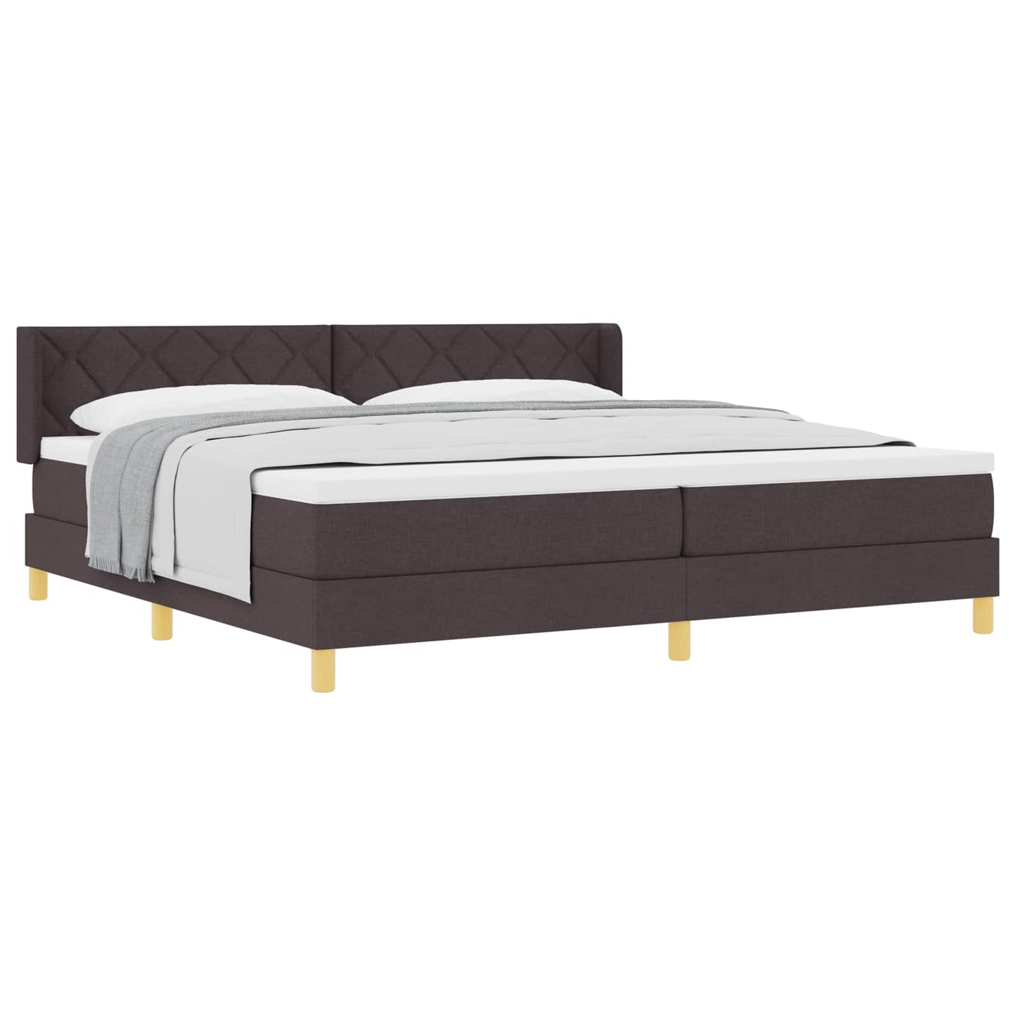 Letto a molle con testiera Marrone Scuro 200 x 200 cm Tessuto | homemem39