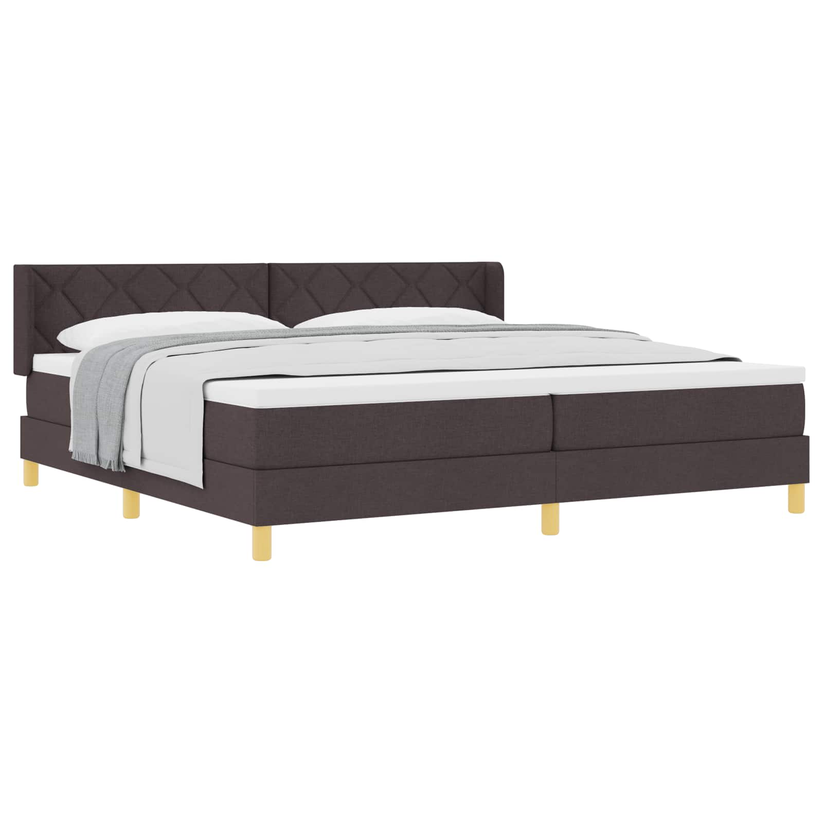 Letto a molle con testiera Marrone Scuro 200 x 200 cm Tessuto | homemem39