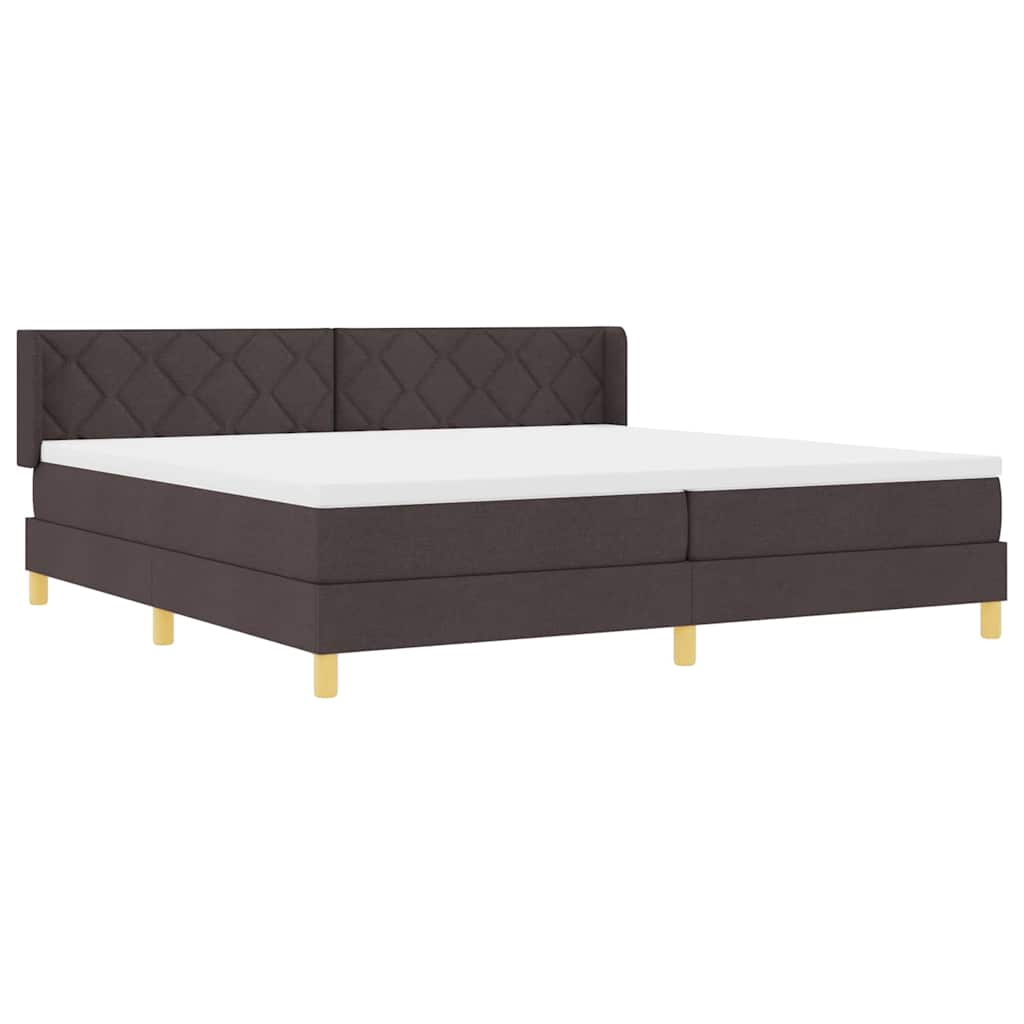 Letto a molle con testiera Marrone Scuro 200 x 200 cm Tessuto | homemem39