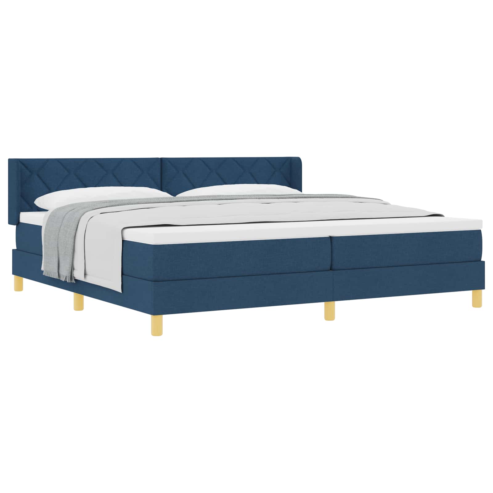 Letto a molle con testiera Blu 200 x 200 cm Tessuto | homemem39