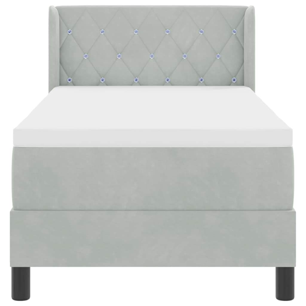Letto a molle con testiera Grigio chiaro 200 x 80 cm Velluto | homemem39