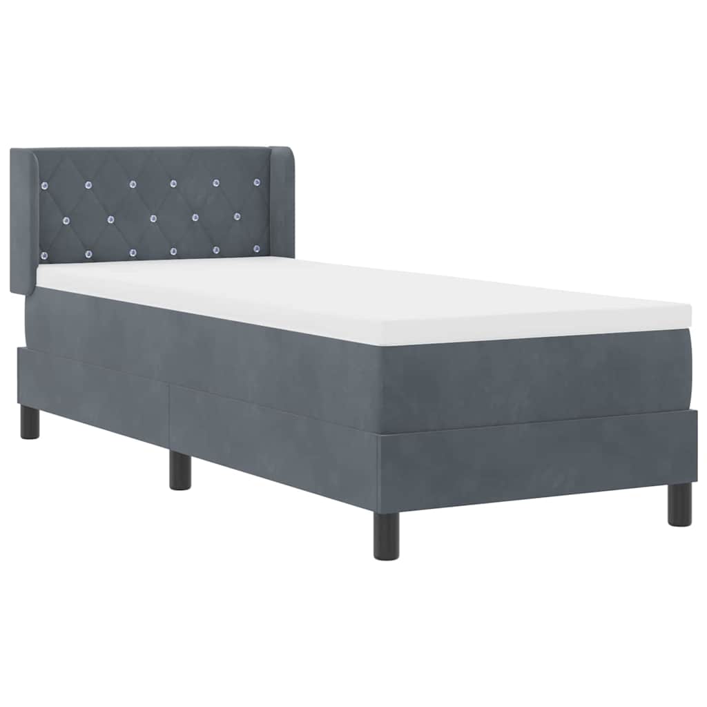 Letto a molle con testiera Grigio scuro 200 x 80 cm Velluto | homemem39