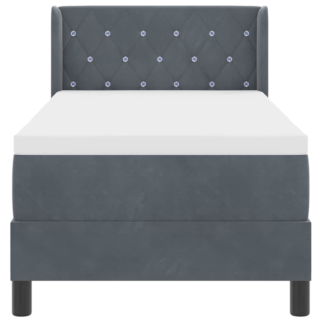 Letto a molle con testiera Grigio scuro 200 x 80 cm Velluto | homemem39