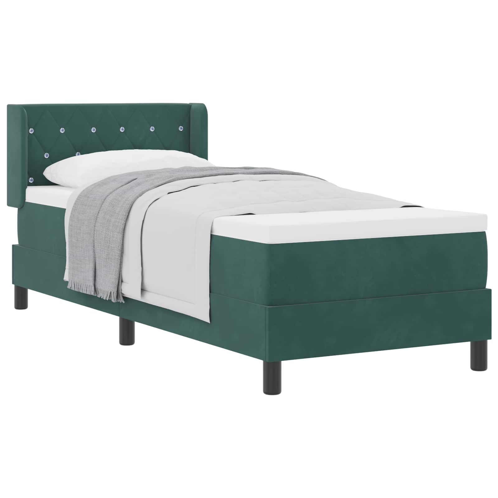 Letto a molle con testiera Verde Scuro 200 x 80 cm Velluto | homemem39