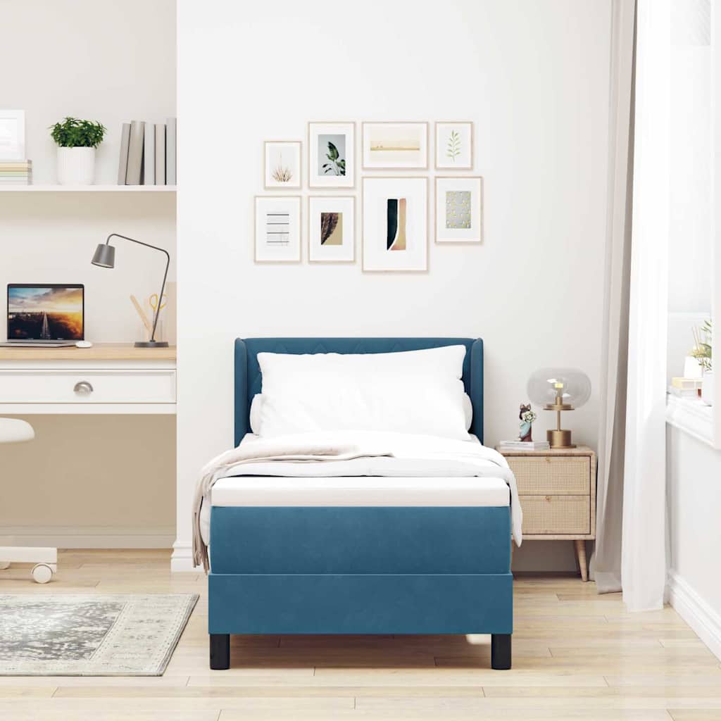 Letto a molle con testiera Blu Scuro 200 x 80 cm Velluto | homemem39