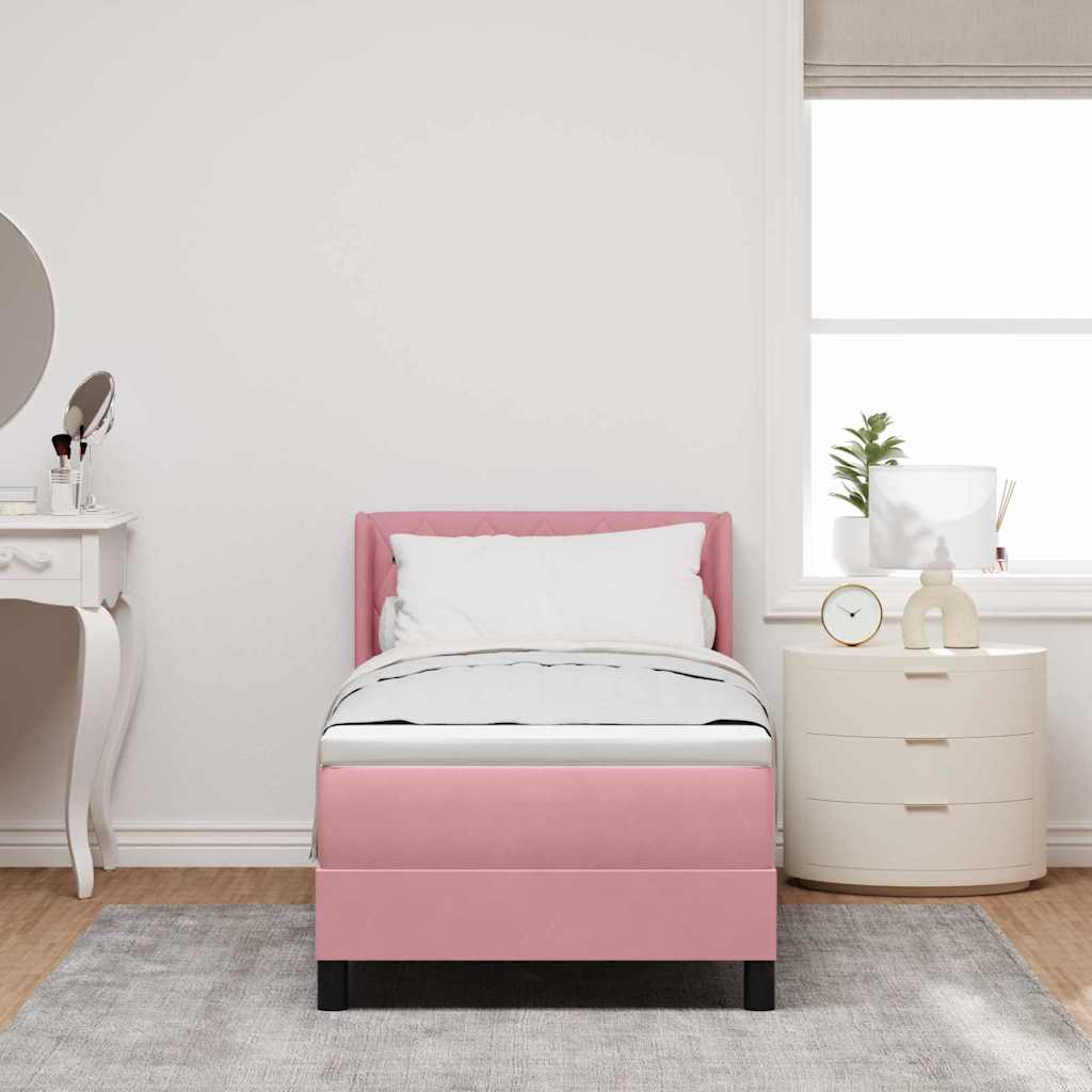 Letto a molle con testiera Rosa 200 x 80 cm Velluto | homemem39