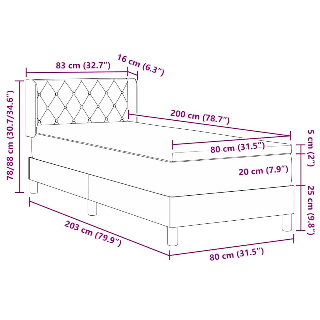 Letto a molle con testiera Rosa 200 x 80 cm Velluto | homemem39