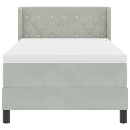 Letto a molle con testiera Grigio chiaro 190 x 90 cm Velluto | homemem39