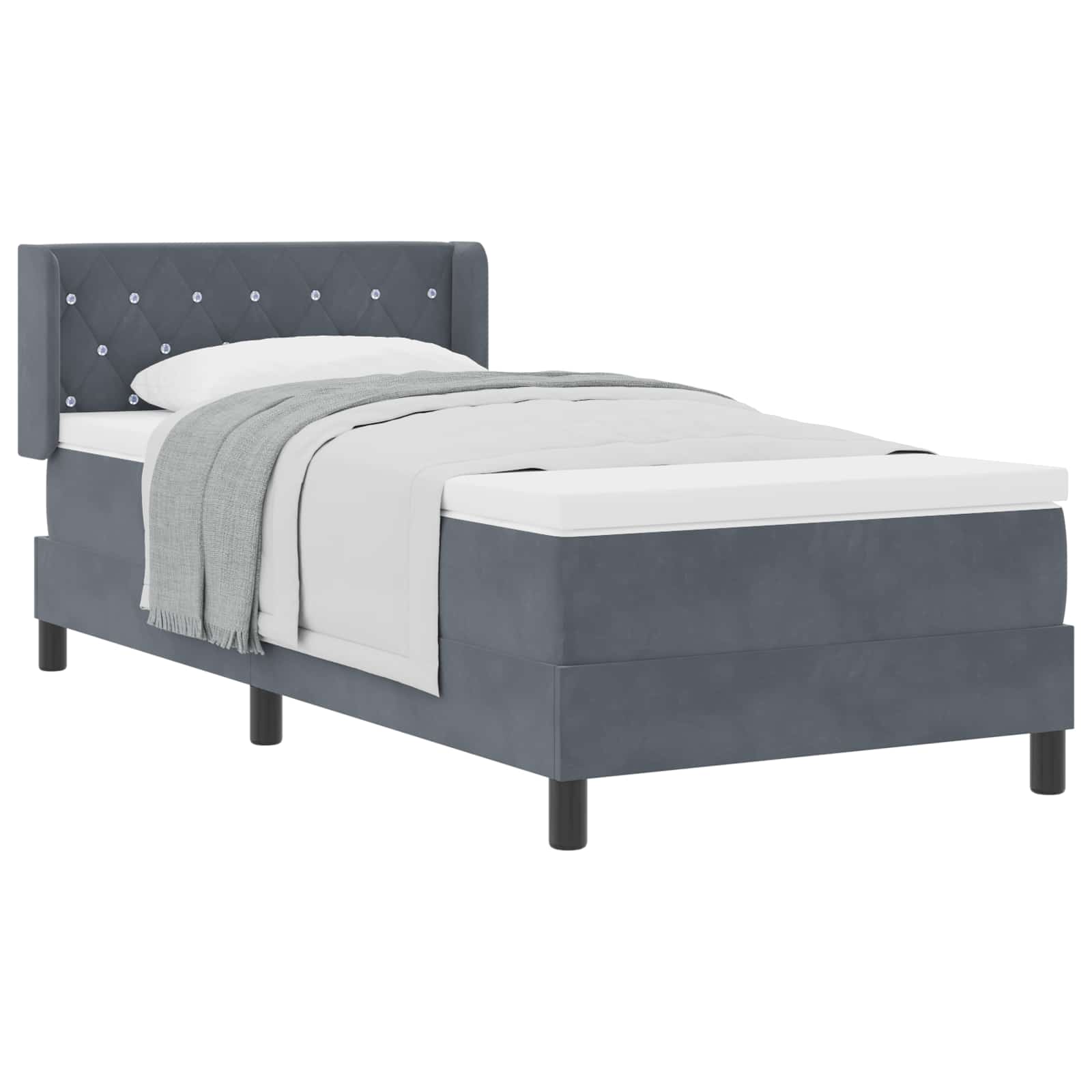 Letto a molle con testiera Grigio scuro 190 x 90 cm Velluto | homemem39