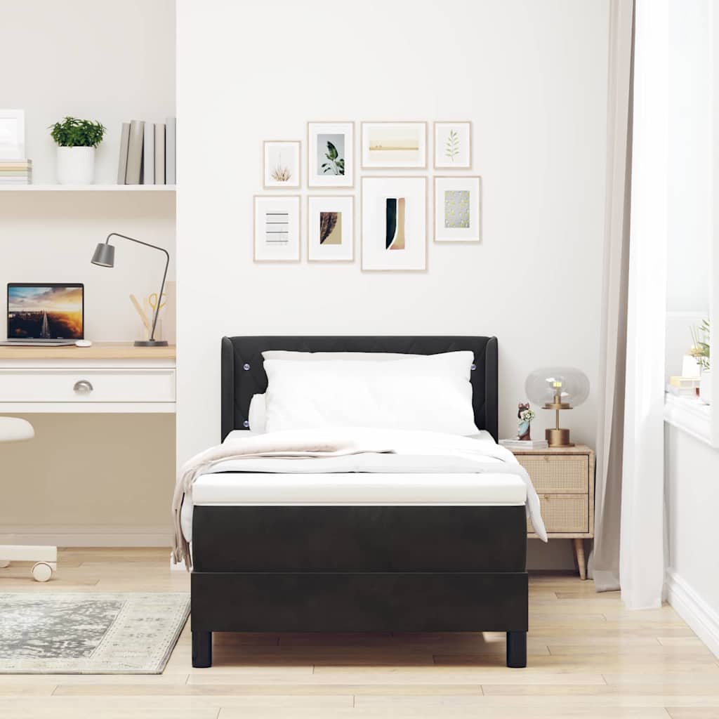 Letto a molle con testiera Nero 190 x 90 cm Velluto | homemem39