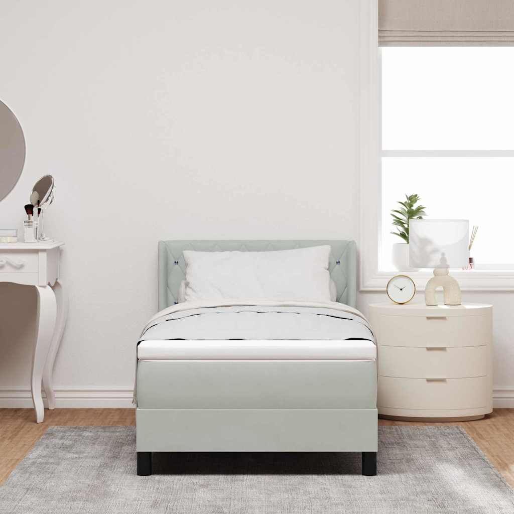 Letto a molle con testiera Grigio chiaro 200 x 90 cm Velluto | homemem39
