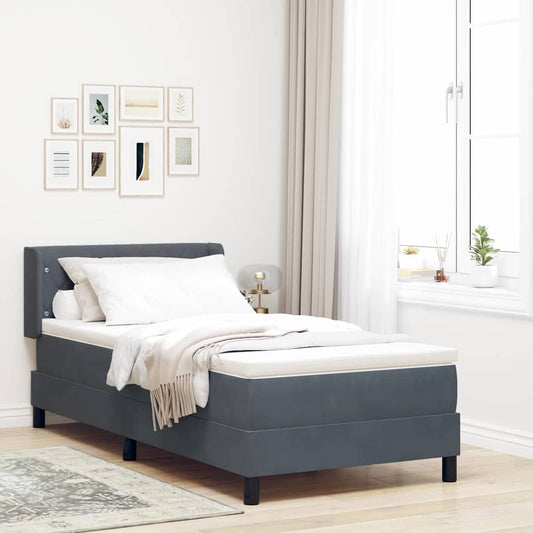 Letto a molle con testiera Grigio scuro 200 x 90 cm Velluto | homemem39