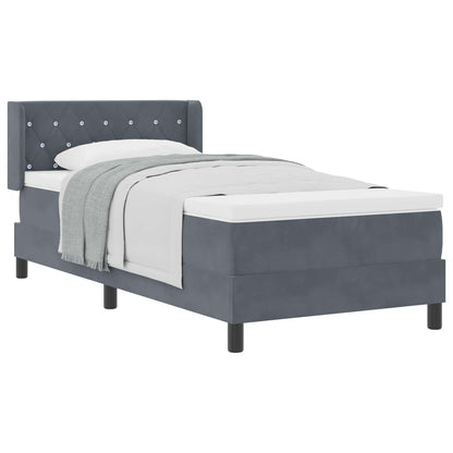 Letto a molle con materasso Grigio scuro 200 x 90 cm Poliestere