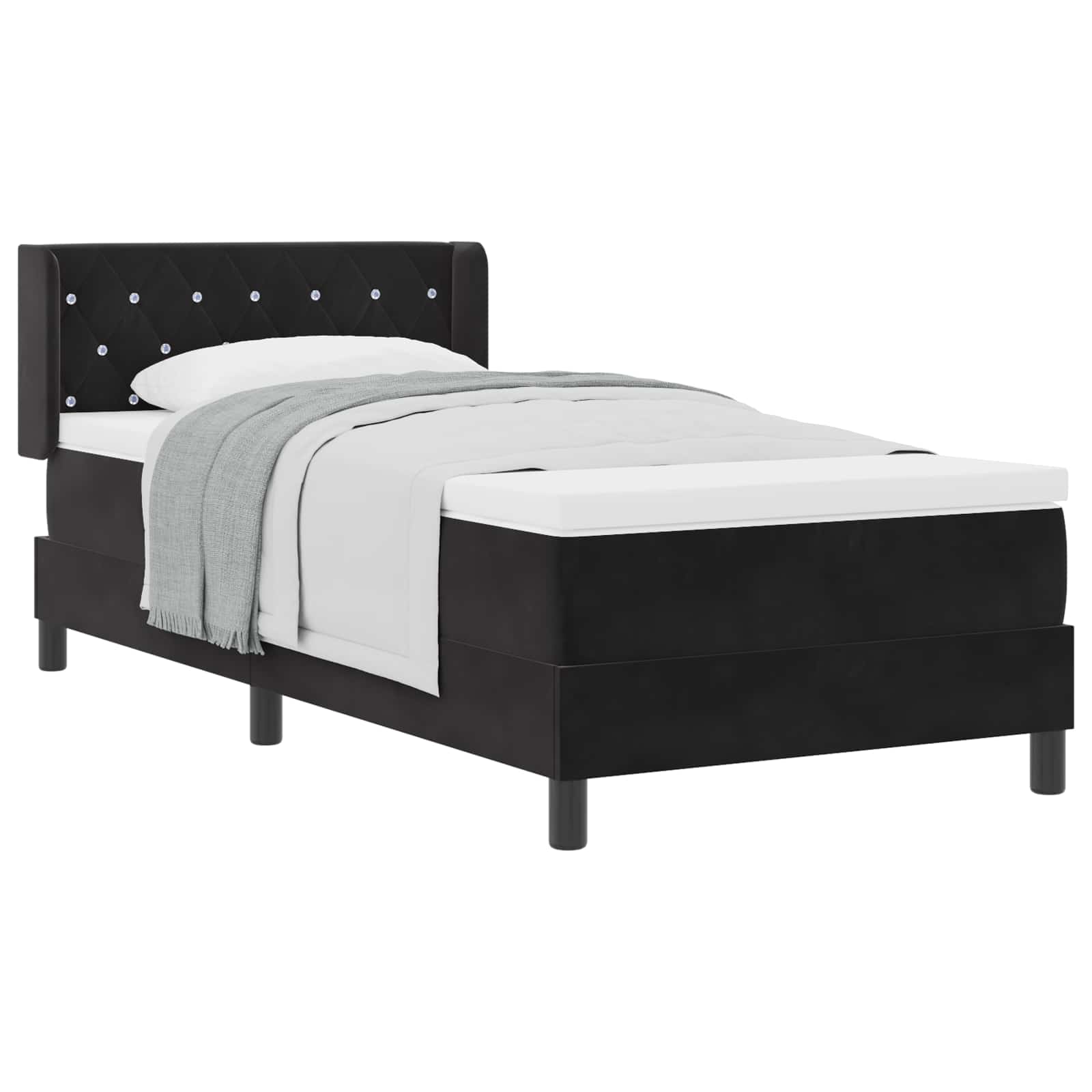 Letto a molle con testiera Nero 200 x 90 cm Velluto | homemem39