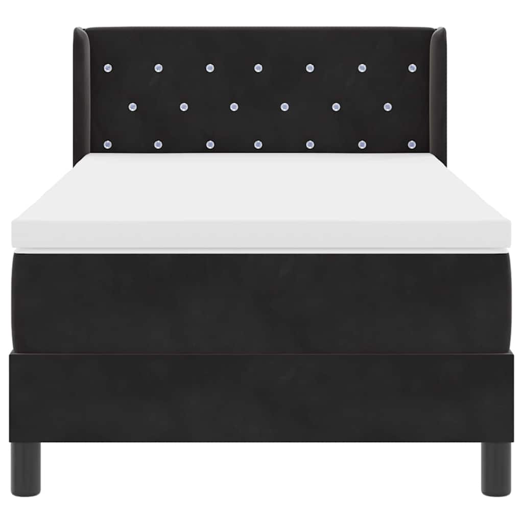 Letto a molle con testiera Nero 200 x 90 cm Velluto | homemem39
