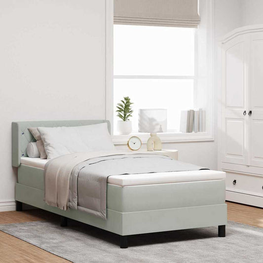 Letto a molle con testiera Grigio chiaro 200 x 100 cm Velluto | homemem39