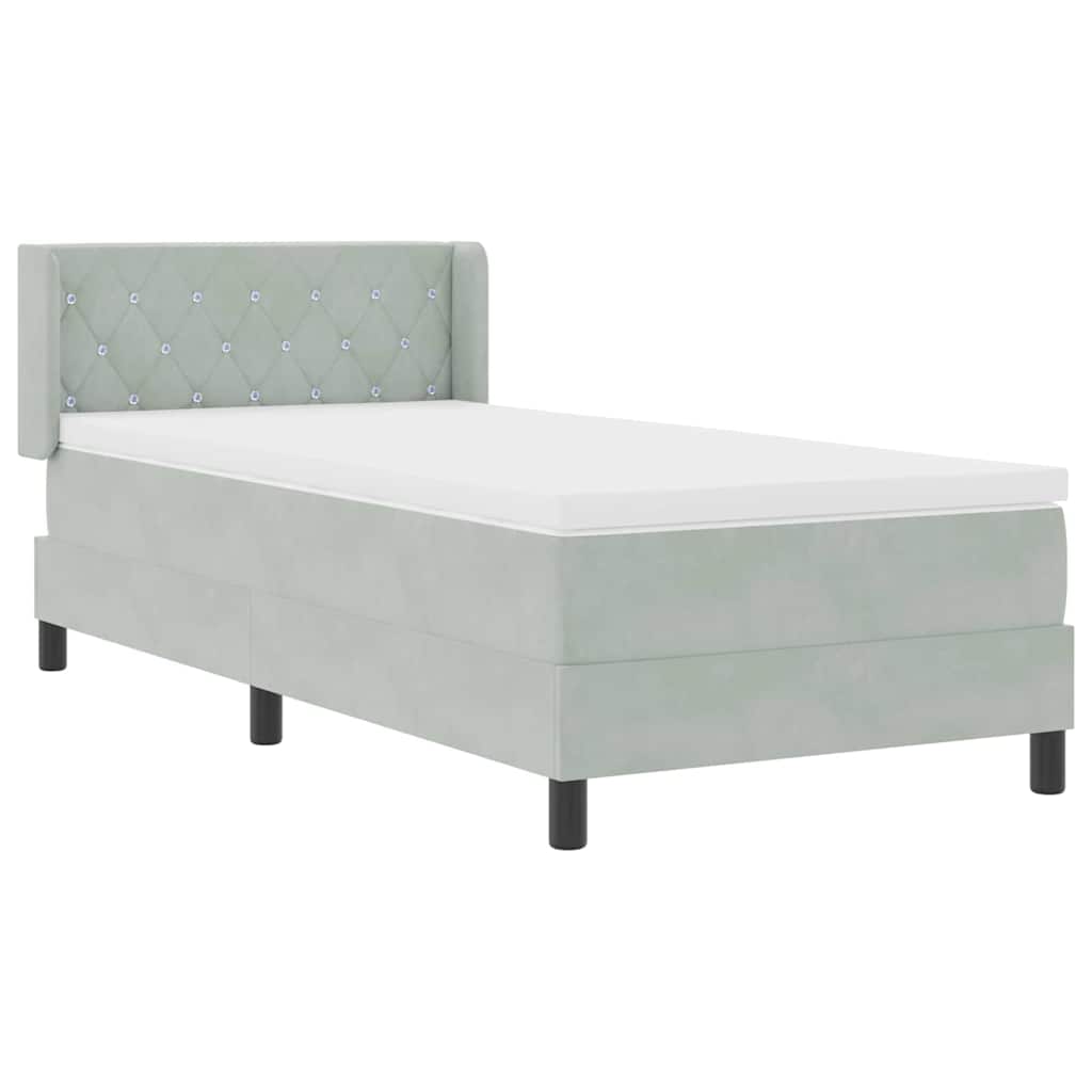 Letto a molle con testiera Grigio chiaro 200 x 100 cm Velluto | homemem39