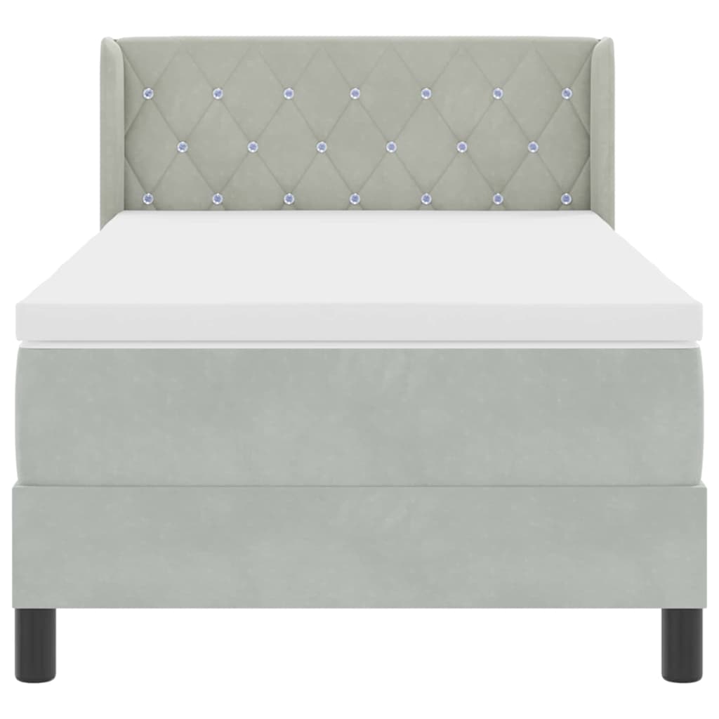 Letto a molle con testiera Grigio chiaro 200 x 100 cm Velluto | homemem39