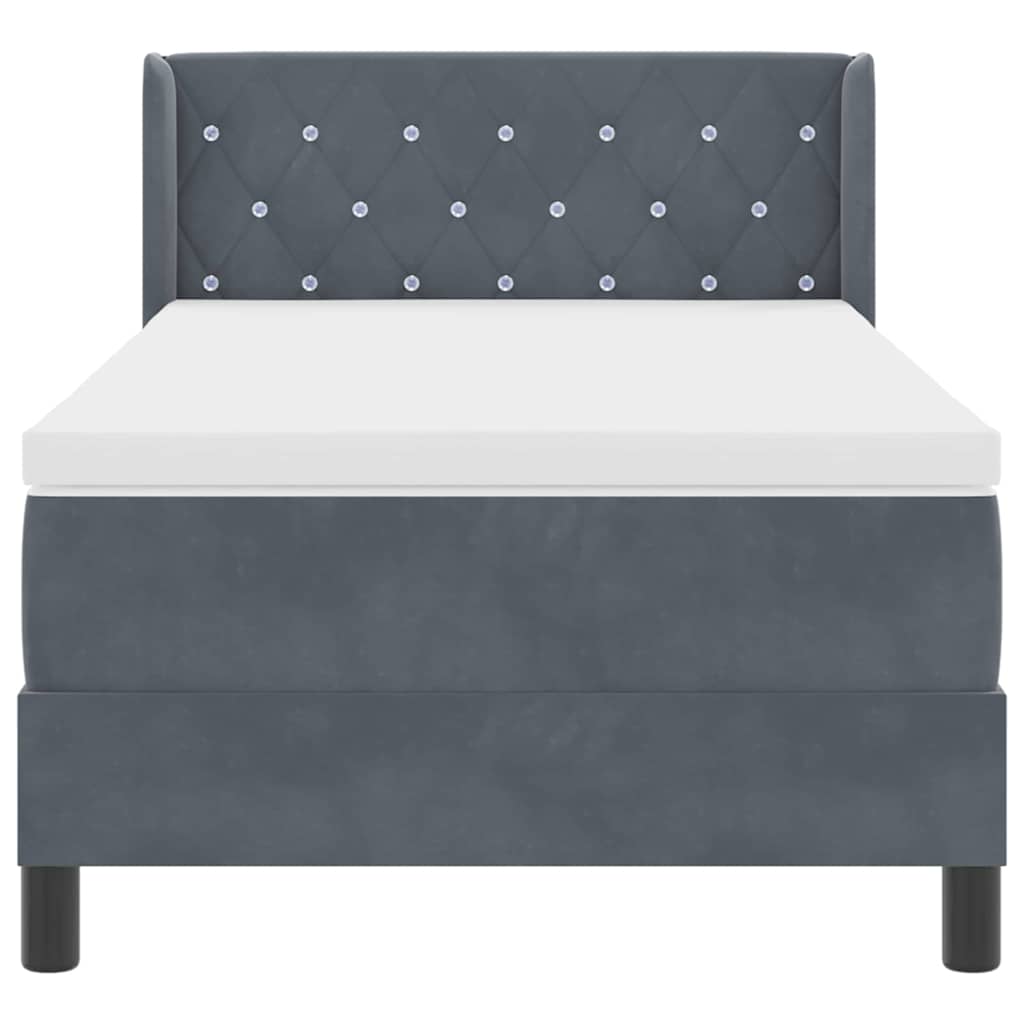Letto a molle con testiera Grigio scuro 200 x 100 cm Poliestere