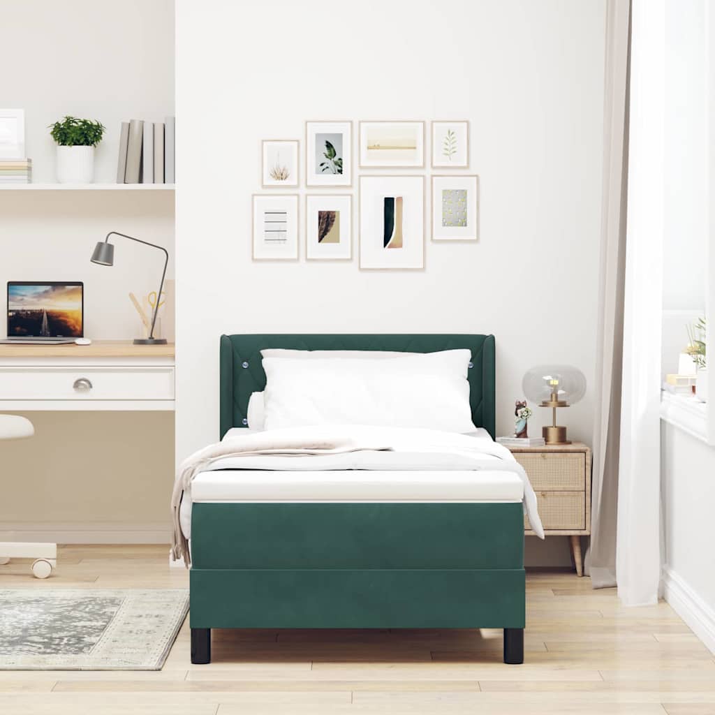 Letto a molle con testiera Verde Scuro 200 x 100 cm Velluto | homemem39