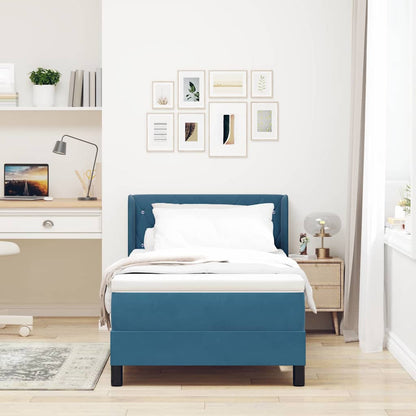 Letto a molle con testiera Blu Scuro 200 x 100 cm Velluto | homemem39