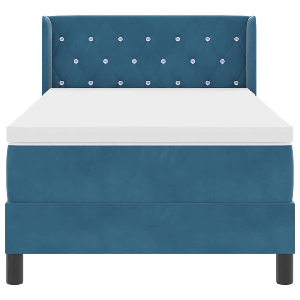 Letto a molle con testiera Blu Scuro 200 x 100 cm Velluto | homemem39
