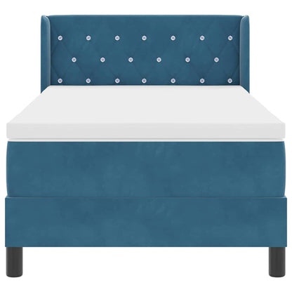 Letto a molle con testiera Blu Scuro 200 x 100 cm Velluto | homemem39