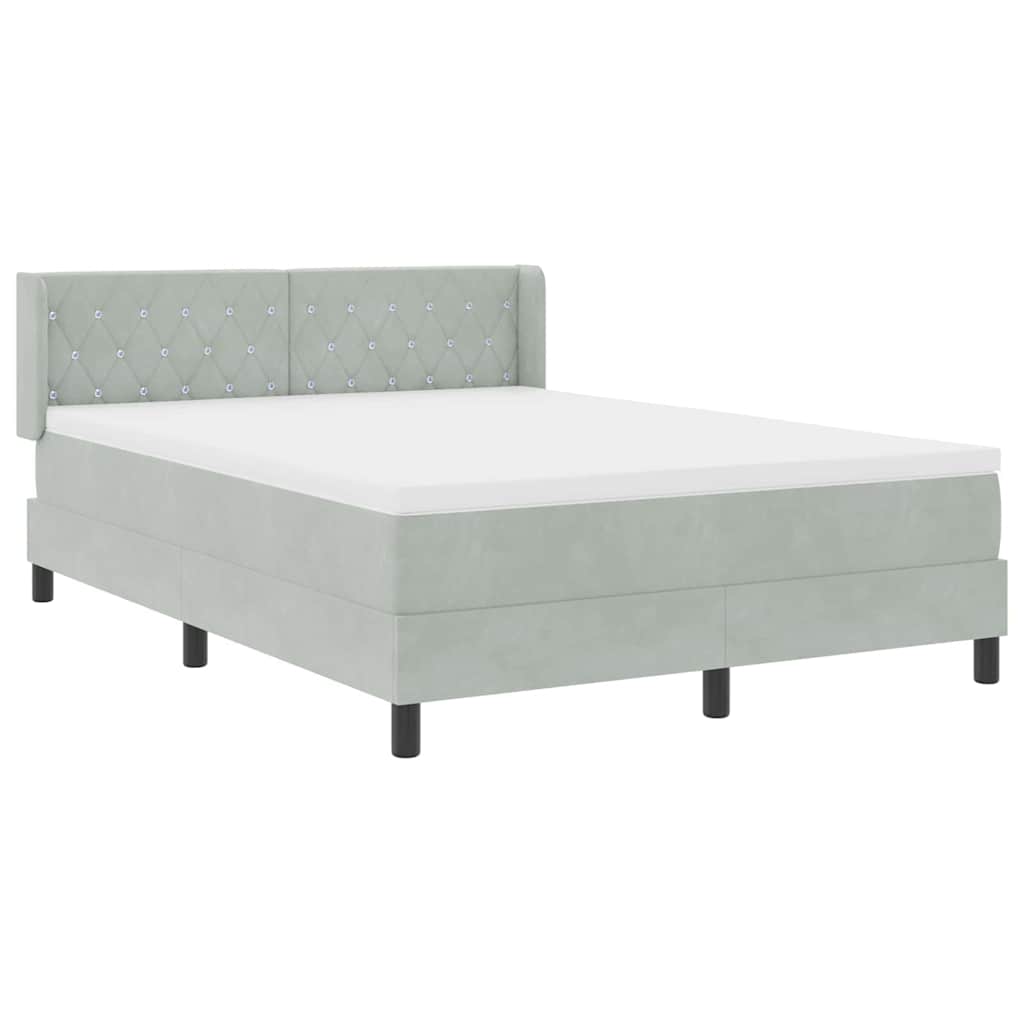 Letto a molle Grigio chiaro 190 x 140 cm Poliestere