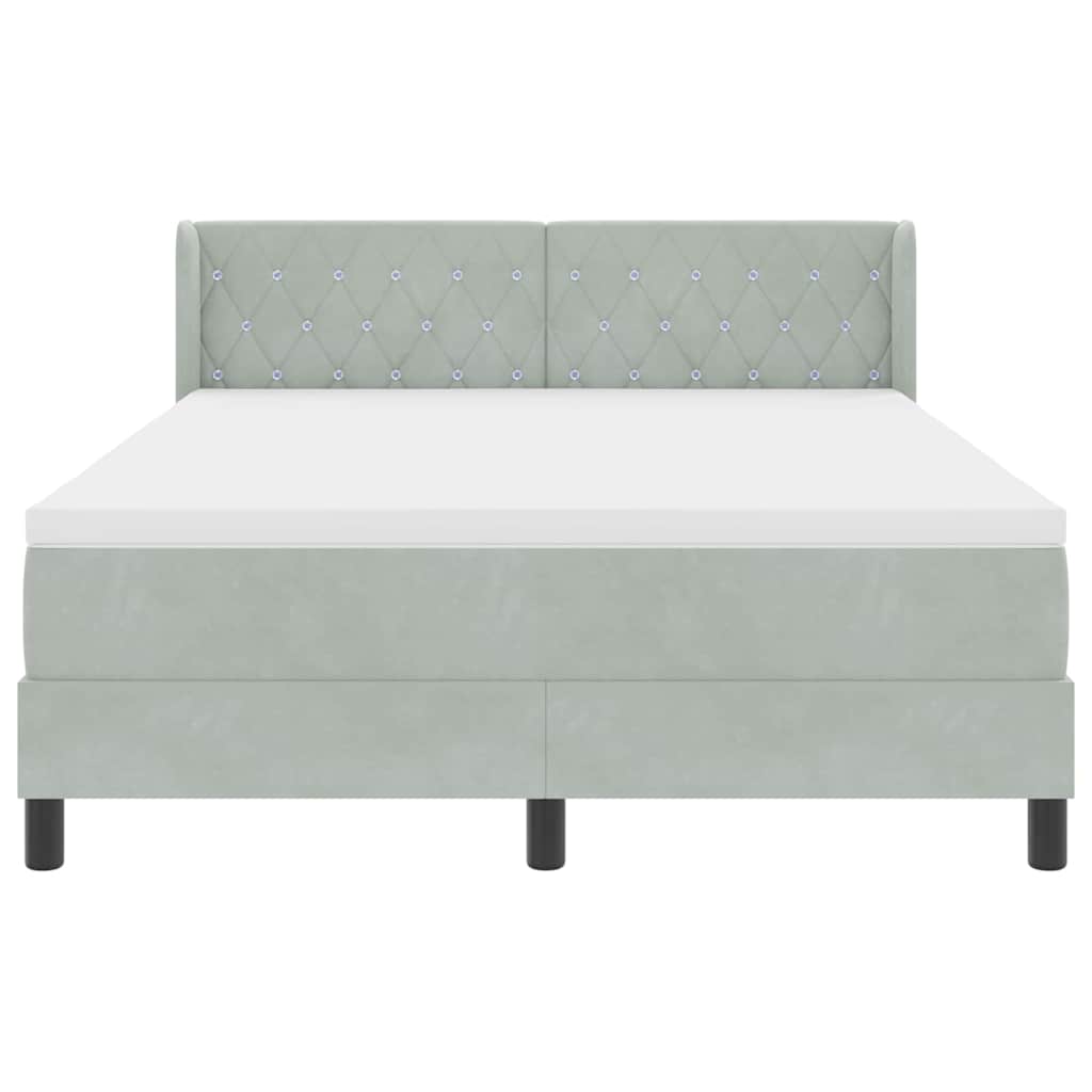 Letto a molle con testiera Grigio chiaro 190 x 140 cm Velluto | homemem39