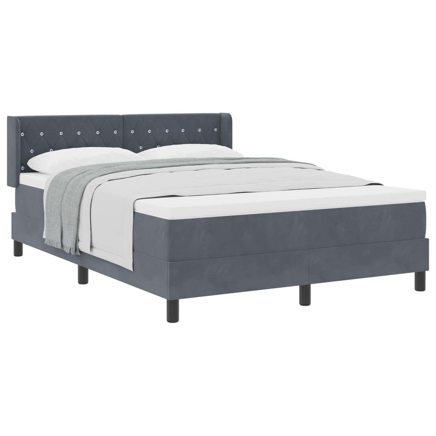 Letto a molle con testiera Grigio scuro 200 x 140 cm Velluto | homemem39