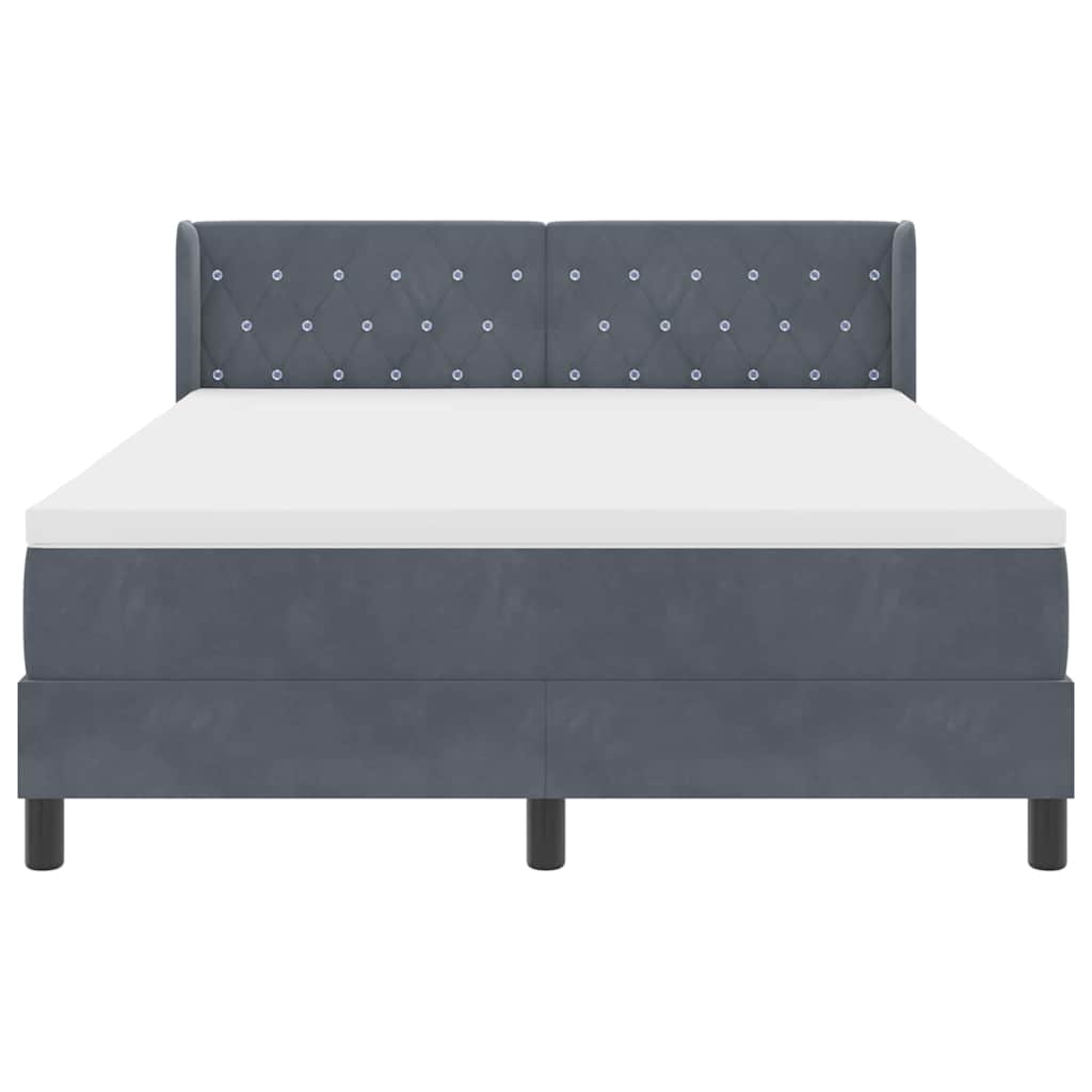 Letto a molle con testiera Grigio scuro 200 x 140 cm Velluto | homemem39