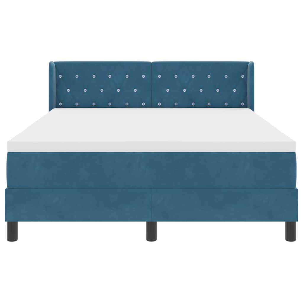 Letto a molle con testiera Blu Scuro 200 x 140 cm Velluto | homemem39