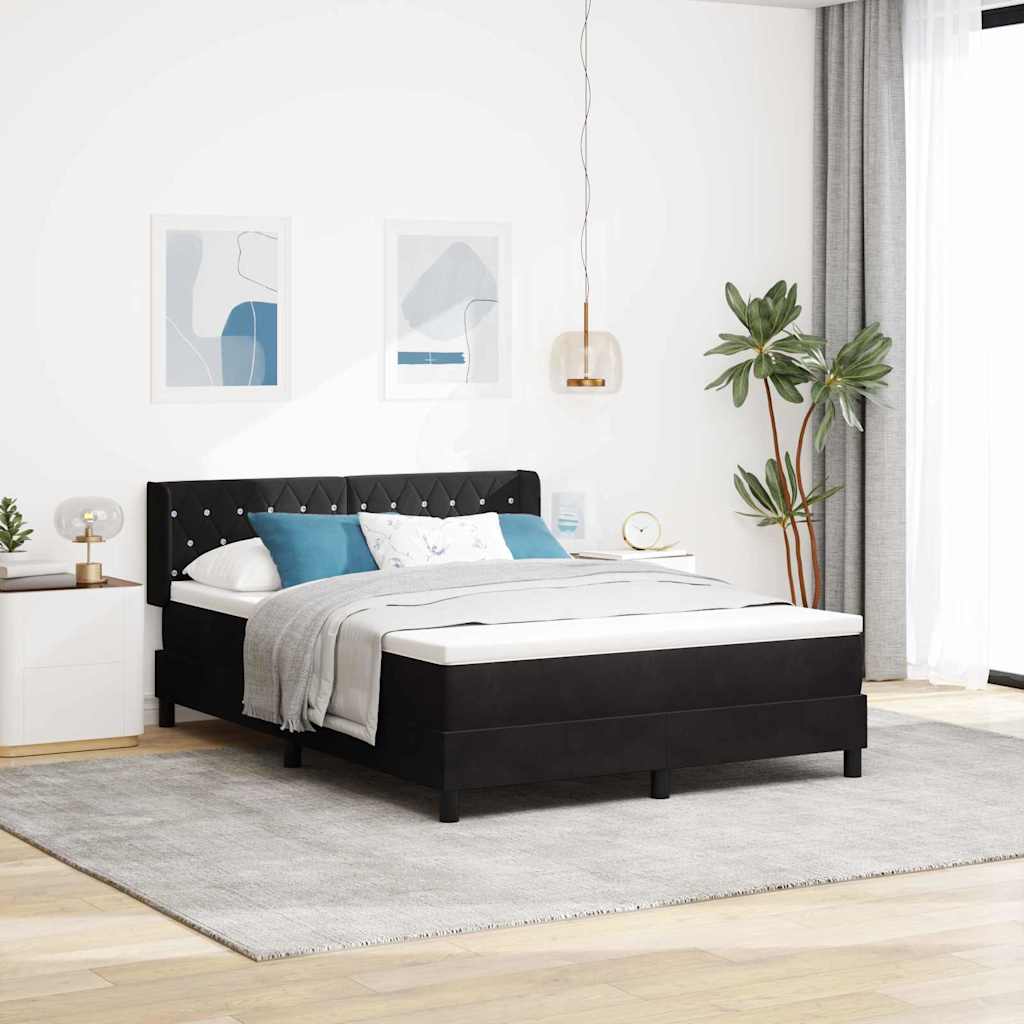 Letto a molle con testiera Nero 200 x 160 cm Velluto | homemem39