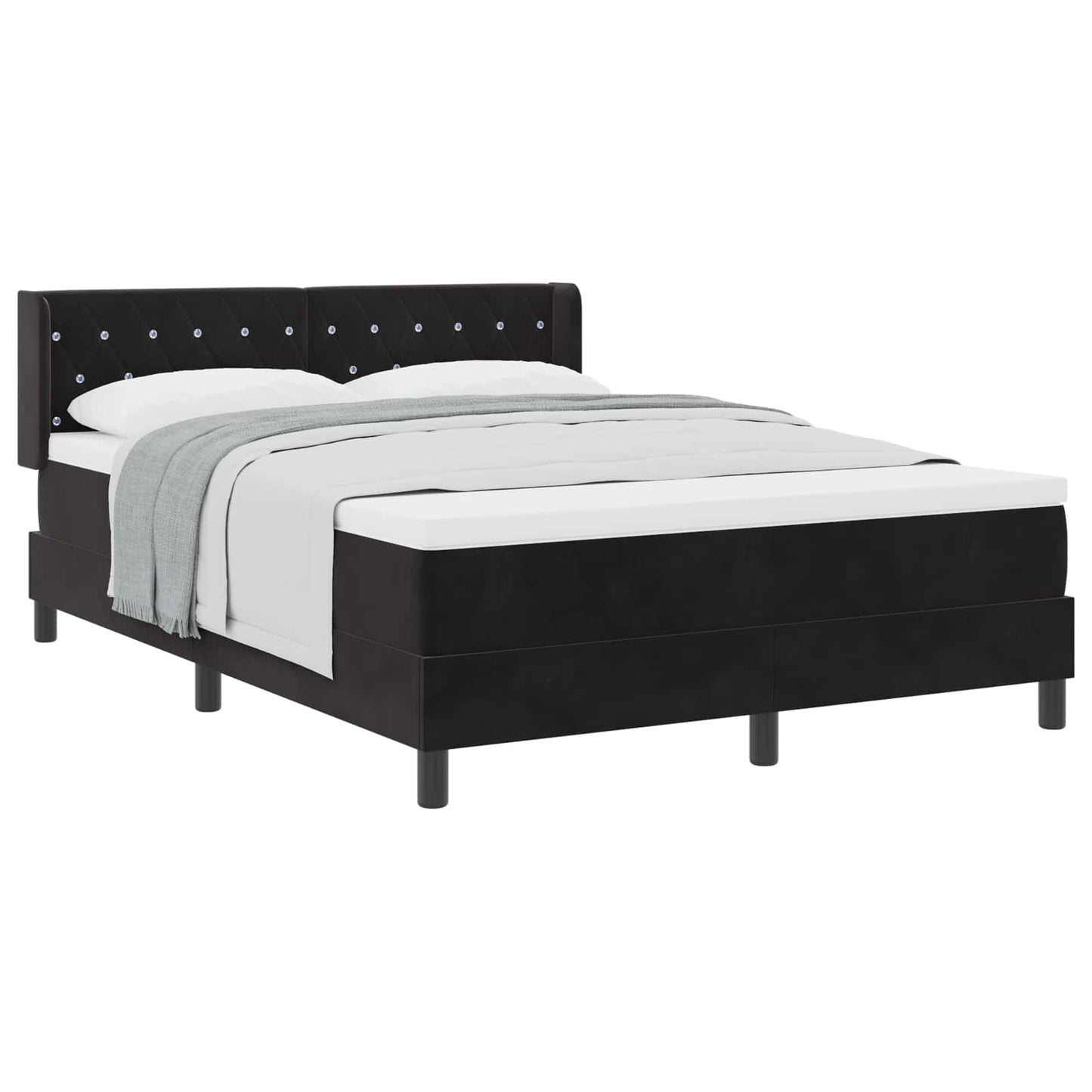Letto a molle con testiera Nero 200 x 160 cm Velluto | homemem39
