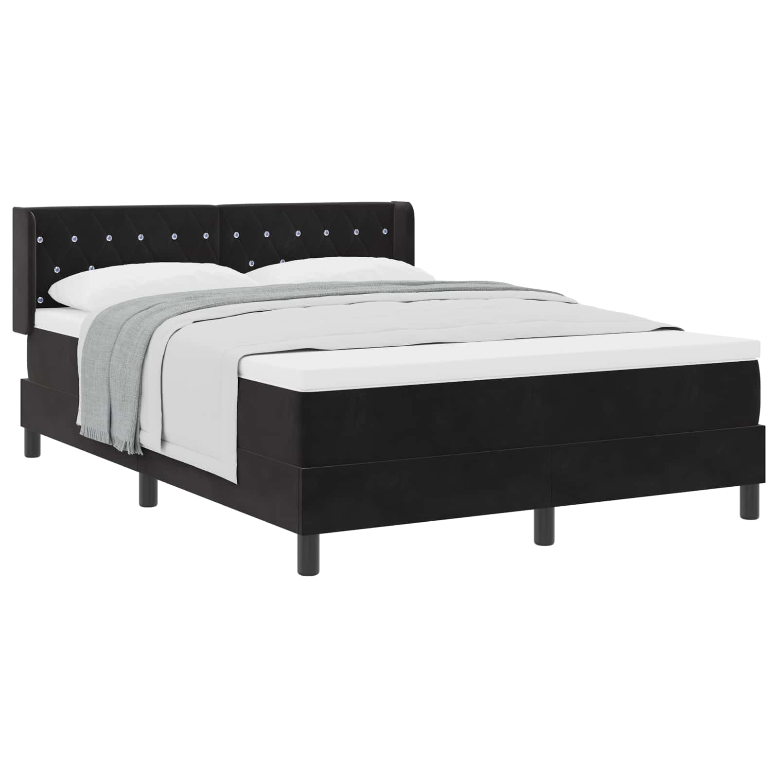 Letto a molle con testiera Nero 200 x 160 cm Velluto | homemem39