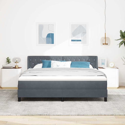 Letto a molle con testiera Grigio scuro 200 x 180 cm Velluto | homemem39
