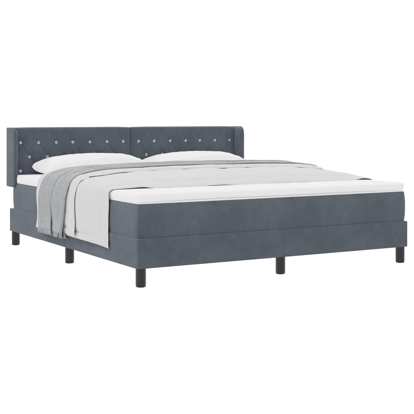 Letto a molle con testiera Grigio scuro 200 x 180 cm Velluto | homemem39