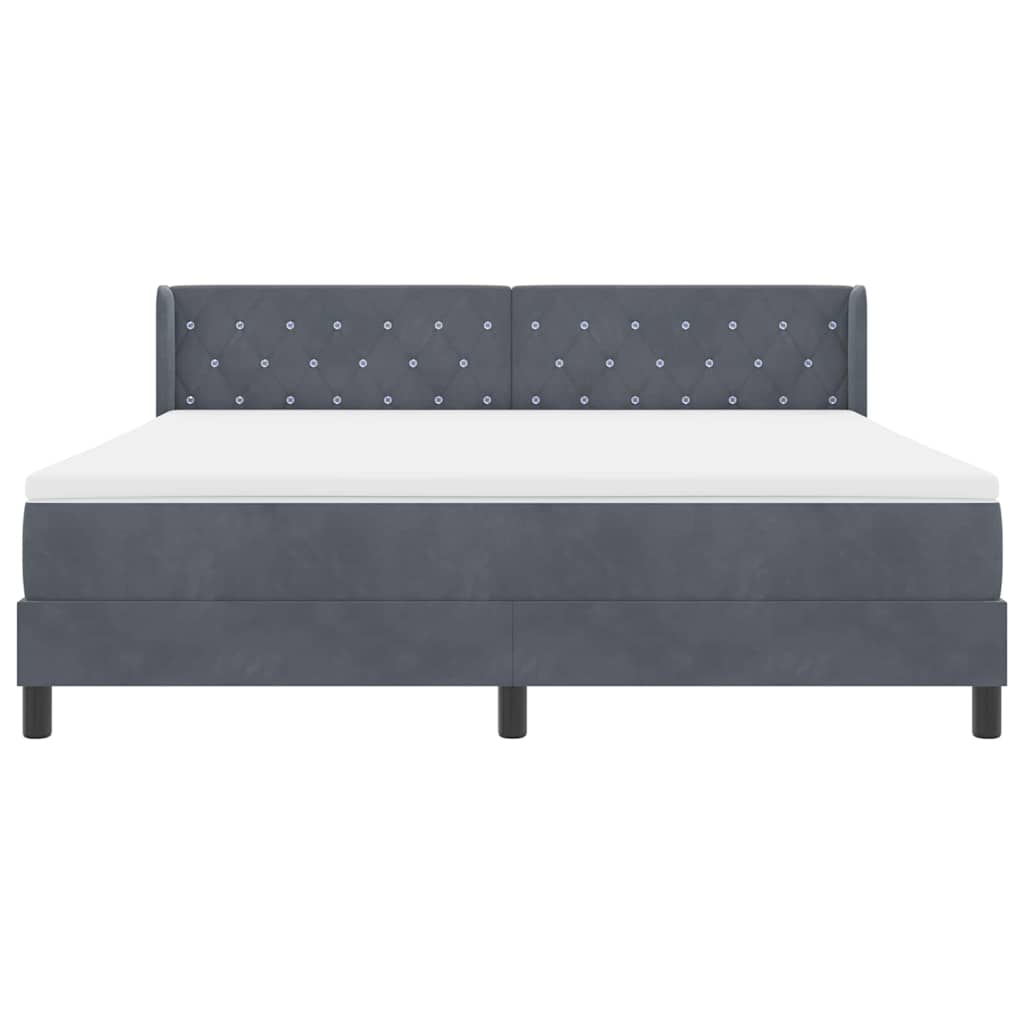 Letto a molle con testiera Grigio scuro 200 x 180 cm Velluto | homemem39