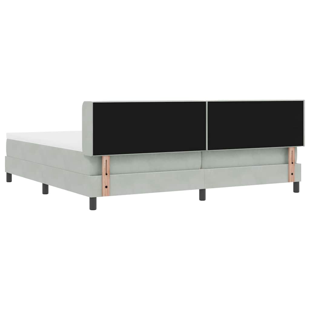 Letto a molle con testiera Grigio chiaro 200 x 200 cm Velluto | homemem39