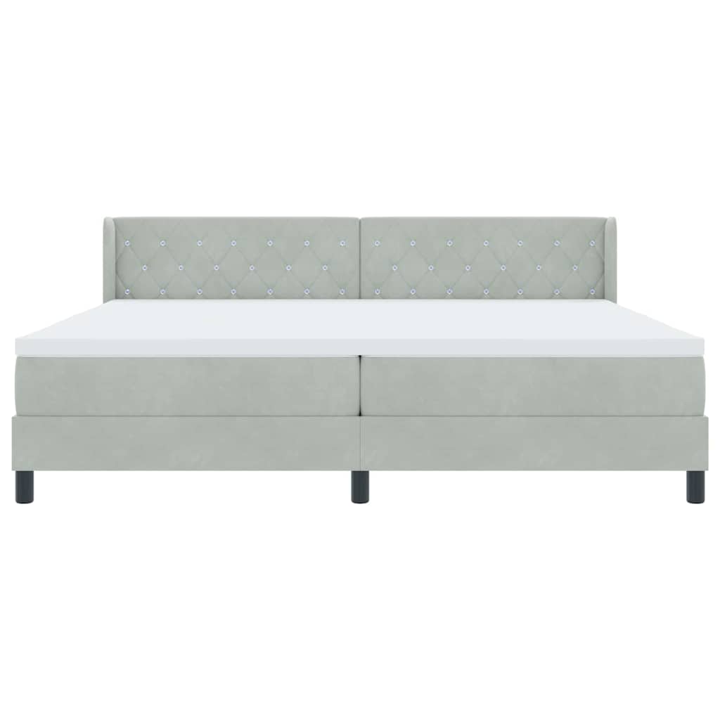 Letto a molle con testiera Grigio chiaro 200 x 200 cm Velluto | homemem39