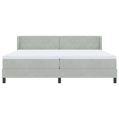 Letto a molle con testiera Grigio chiaro 200 x 200 cm Velluto | homemem39