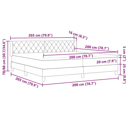 Letto a molle con testiera Grigio scuro 200 x 200 cm Poliestere