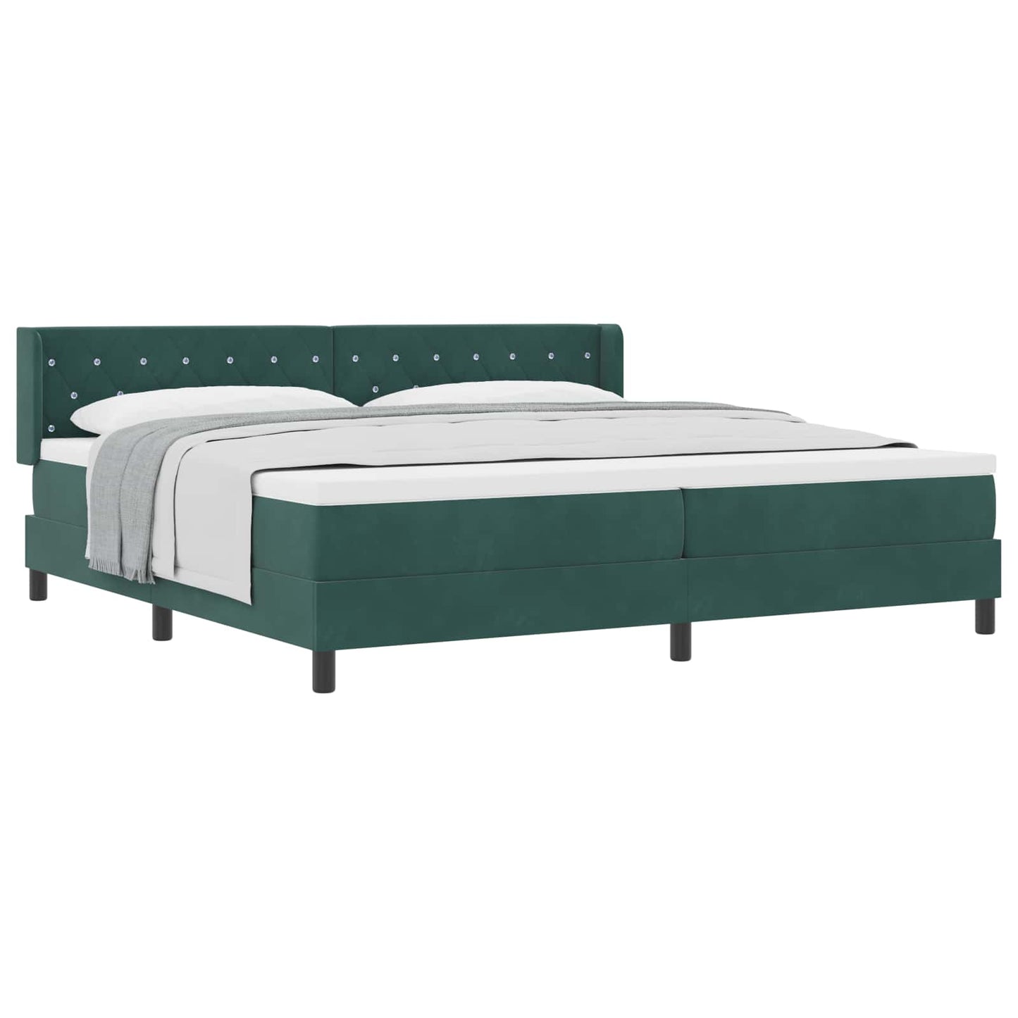 Letto a molle con testiera Verde Scuro 200 x 200 cm Velluto | homemem39
