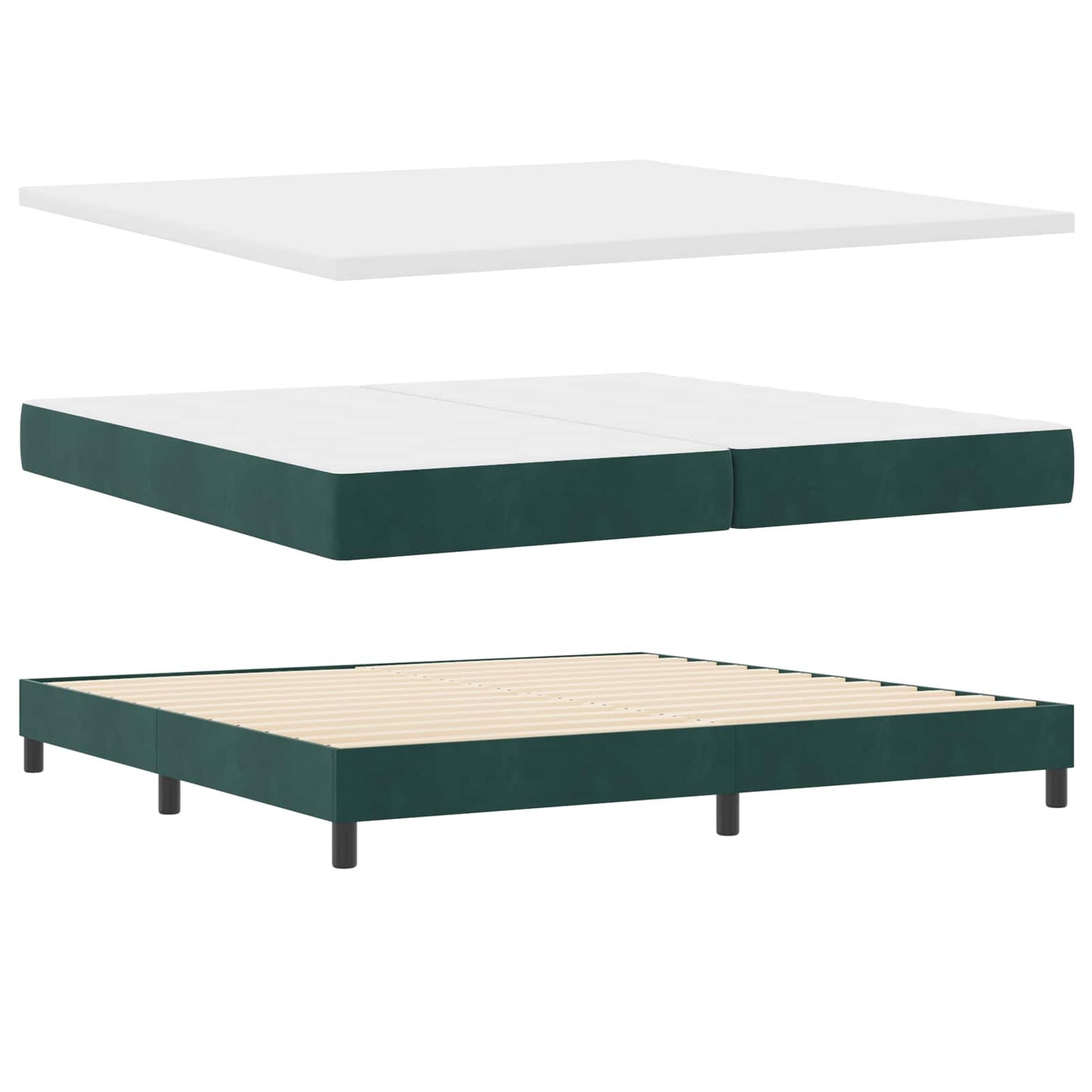 Letto a molle con testiera Verde Scuro 200 x 200 cm Velluto | homemem39