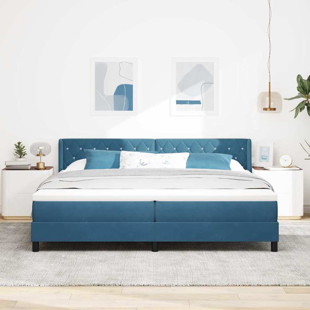 Letto a molle con testiera Blu Scuro 200 x 200 cm Velluto | homemem39