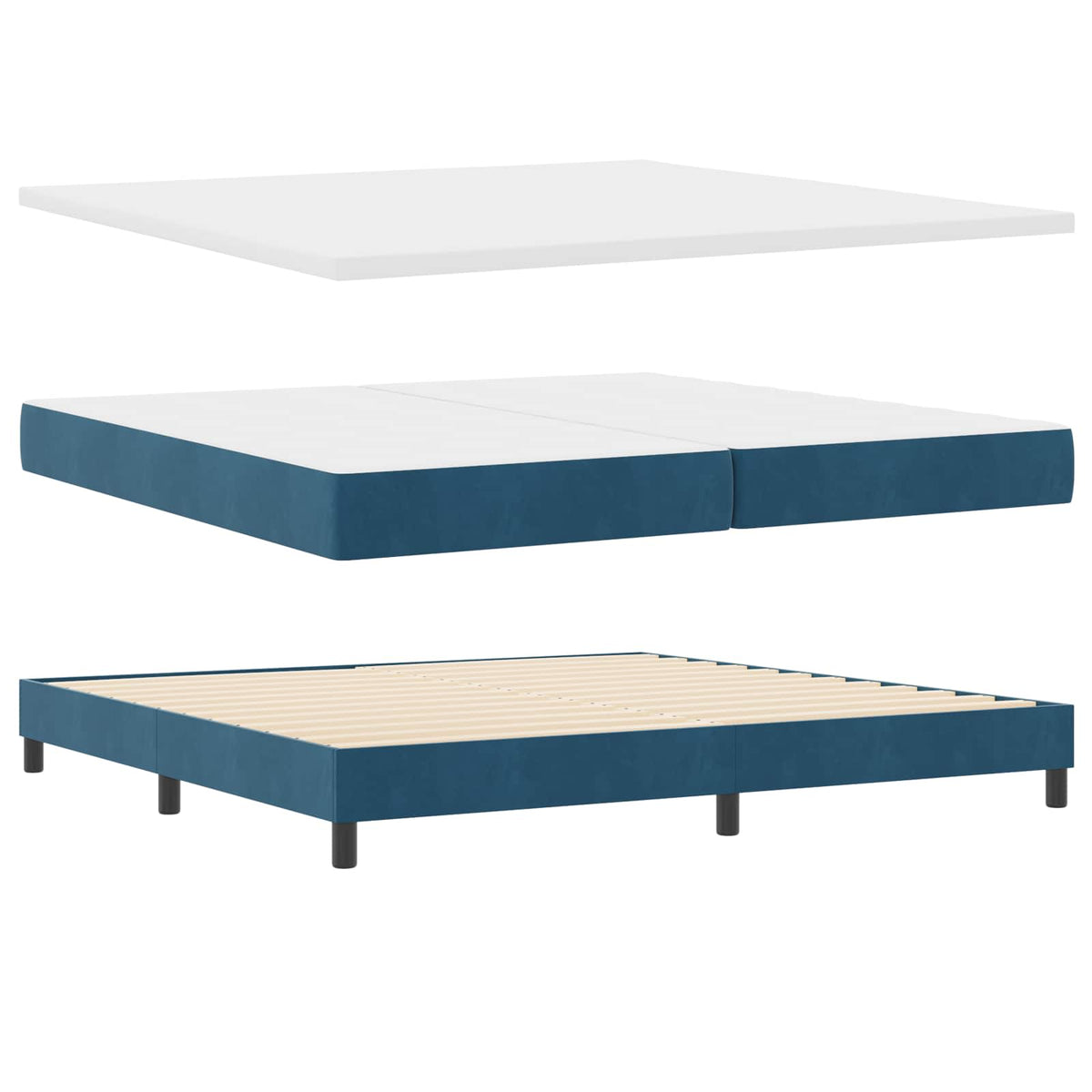 Letto a molle con testiera Blu Scuro 200 x 200 cm Velluto | homemem39